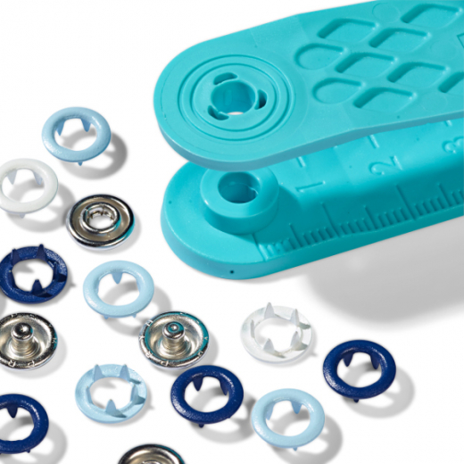 Druckknpfe Jersey, Prym Love, 8mm, blau/hellblau/wei