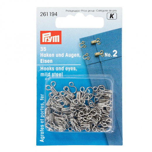 Prym Haken und Augen, Gre 2, silberfarbig, 35 Stck