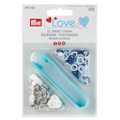 Druckknpfe Jersey, Prym Love, 8mm, blau/hellblau/wei